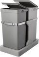 Waste bin, EKO, grey, plastic/steel, 2-compartment, 20+15 l, pull-out system, for source sorting