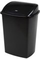 Waste bin, V-Part, black, plastic, 8 l, with swing lid, prepared for wall mounting