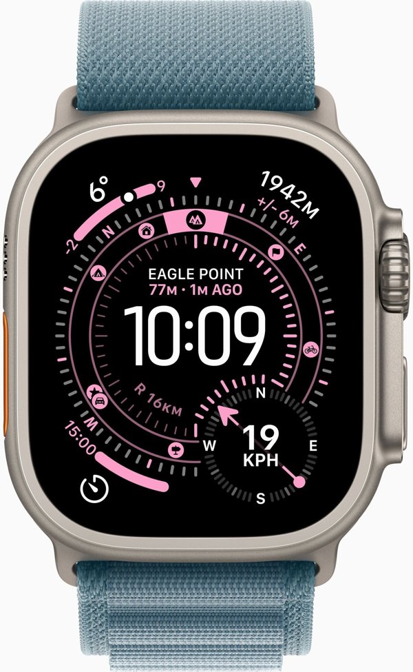 Watch Ultra 3 GPS + Cellular koperta 49 mm z tytanu w kolorze naturalnym, opaska Alpine w kolorze jasnoniebieskim - rozmiar M