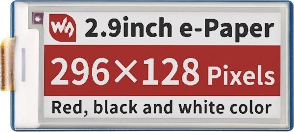Waveshare Οθόνη E-Paper E-Ink 2.9'' 296x128px, 3 Χρωμάτων, SPI, για Raspberry Pi Pico - 19607