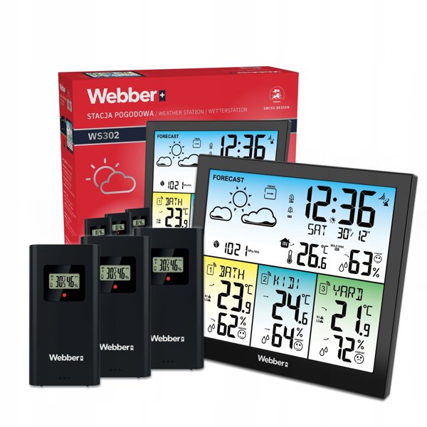 Webber Μετεωρολογικός Σταθμός WS302 με 3 Εξωτερικούς Αισθητήρες, Θερμόμετρο & Υγρόμετρο DCF