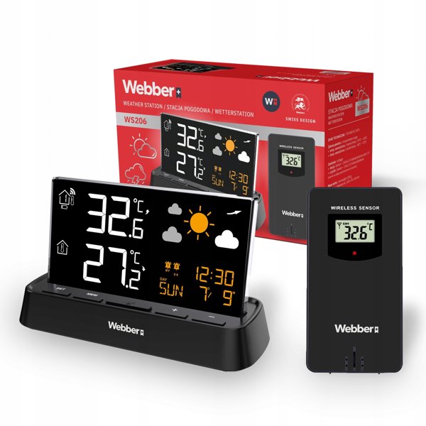 Webber Μετεωρολογικός Σταθμός WS206 DCF με Εξωτερικό Θερμόμετρο, Βαρόμετρο και Ξυπνητήρι