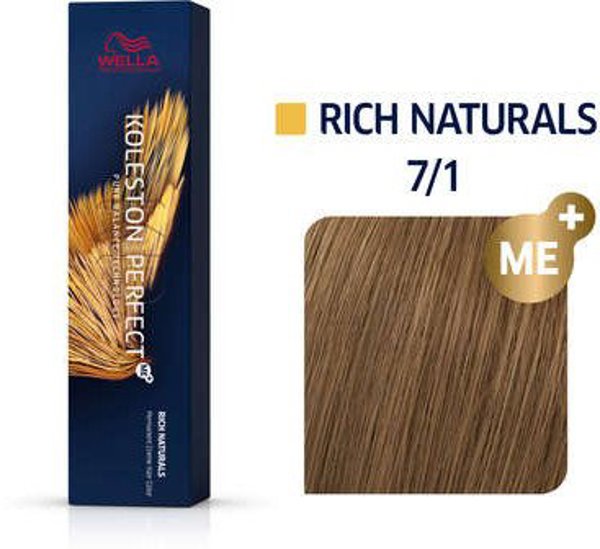 Wella Koleston Perfect Me+ Rich Naturals, Blonde, 7/1, Unisex, 60 ml, All hair, Shine