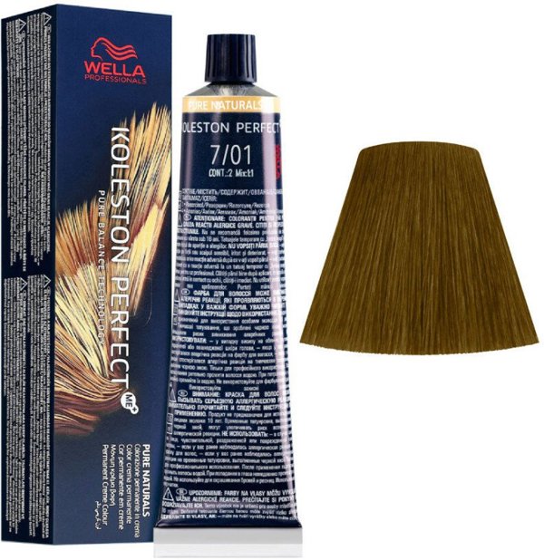 Wella Professionals Wella Professionals, Koleston Perfect, Permanent Hair Dye, 7/01 Medium Blonde Natural Ash, 60 ml For Women