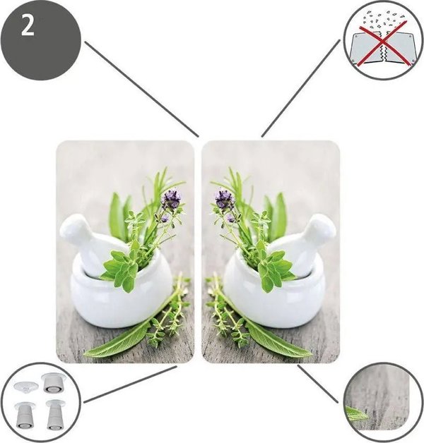 Γυάλινες προστατευτικές πλάκες HERB GARDEN για την κουζίνα – 2 τεμάχια, WENKO