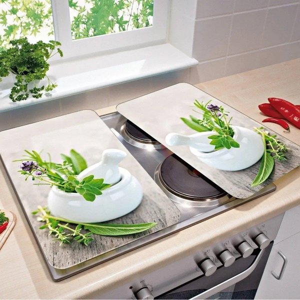 Γυάλινες προστατευτικές πλάκες HERB GARDEN για την κουζίνα – 2 τεμάχια, WENKO