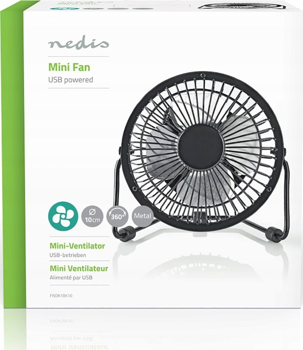 Nedis FNDK1BK10 Ανεμιστήρας Επιτραπέζιος 25cm, Μαύρος