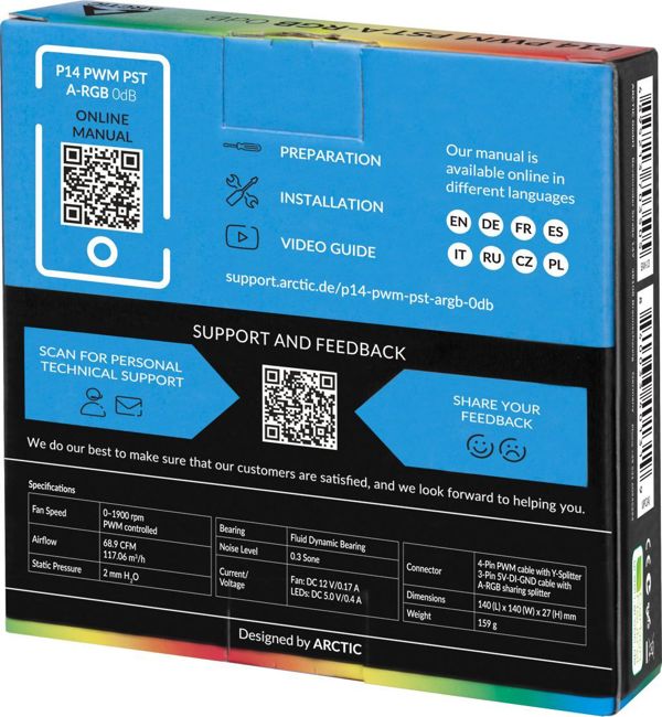 Wentylator Arctic P14 PWM PST A-RGB 0dB (ACFAN00239A) [outlet]