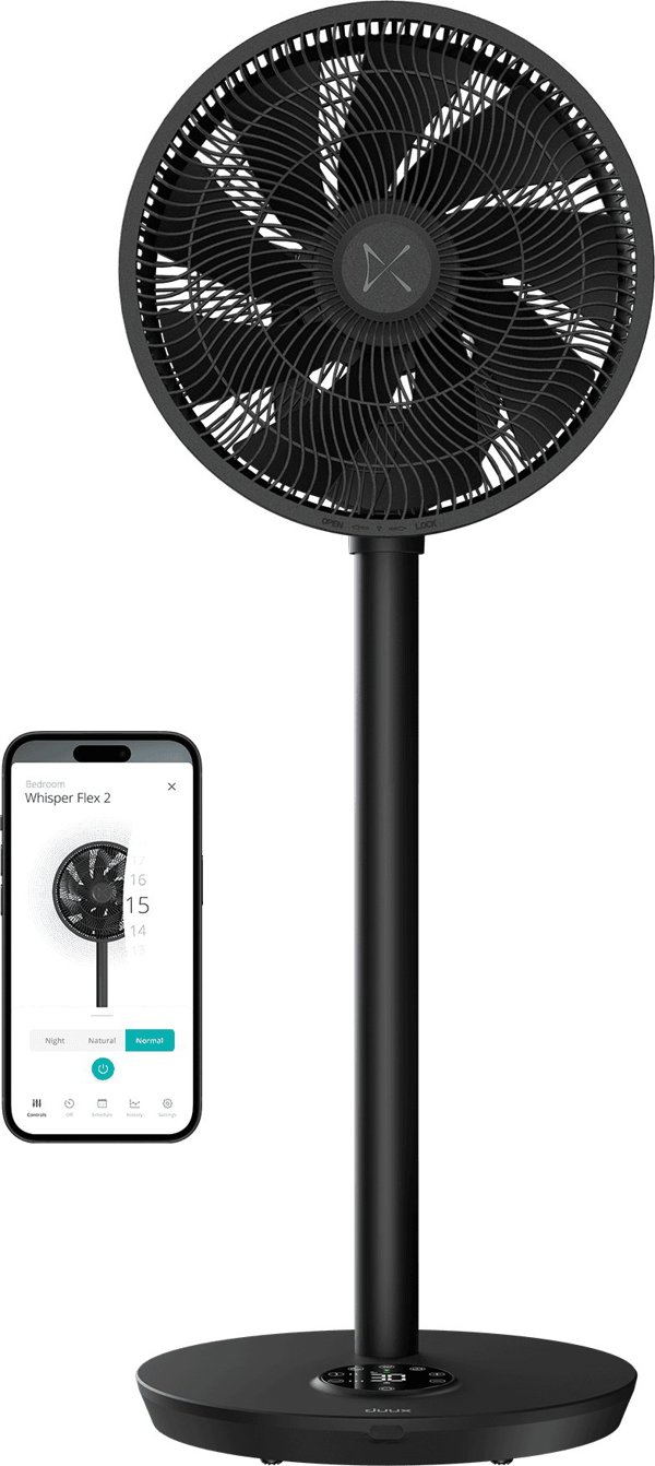 Wentylator Duux Duux Fan | Whisper Flex 2 | Stand Fan | Black | Diameter 34 cm | Number of speeds 30 | Oscillation | 2-21.5 W | Yes