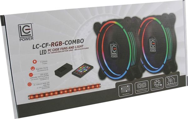 LC-Power Ανεμιστήρες PC 120mm RGB 2-Pack με LED Strip, Controller & Τηλεχειριστήριο (LC-CF-RGB-COMBO)