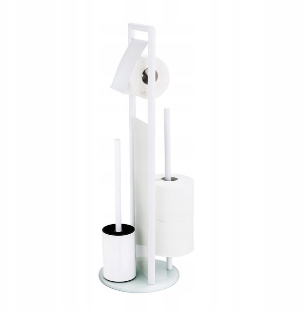 Wenko Επιδαπέδια Βάση Χαρτιού WC Ravina με Βούρτσα, 70cm, Ασημί