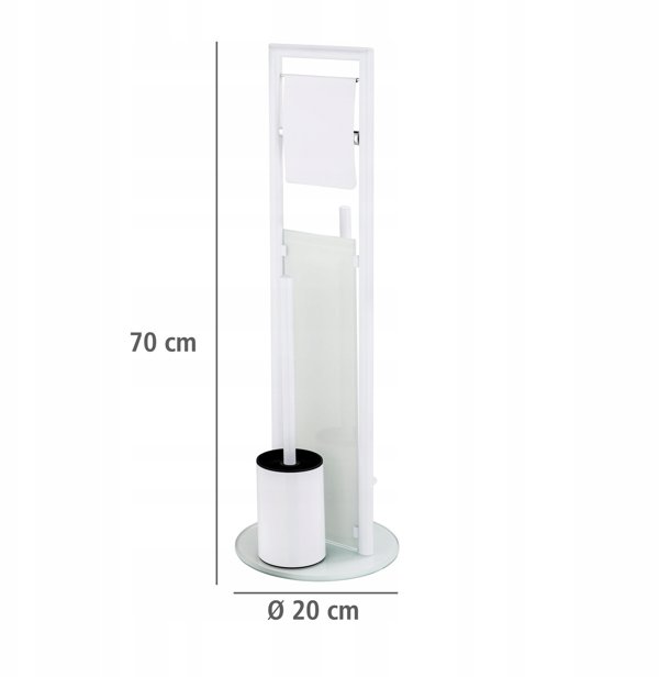 Wenko Επιδαπέδια Βάση Χαρτιού WC Ravina με Βούρτσα, 70cm, Ασημί
