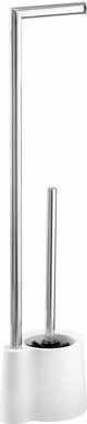 Wenko Βάση Χαρτιού Υγείας με Βούρτσα WC Avola White, 2 σε 1, Ανοξείδωτο Ατσάλι, Λευκό/Ασημί, 66.5x16x13cm