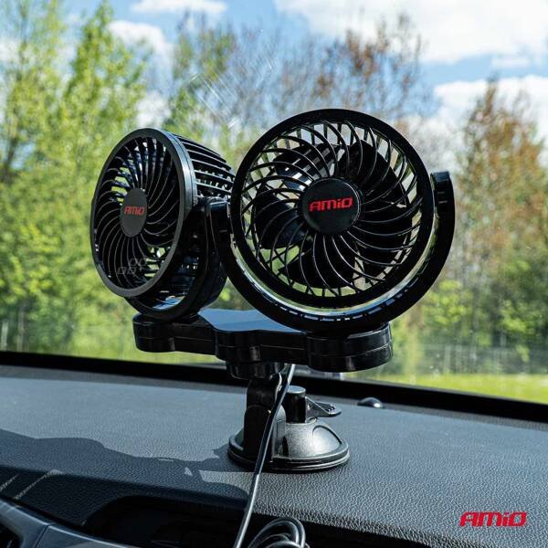 Ανεμιστήρας Αυτοκινήτου με Βεντούζα 12V AMIO-03010