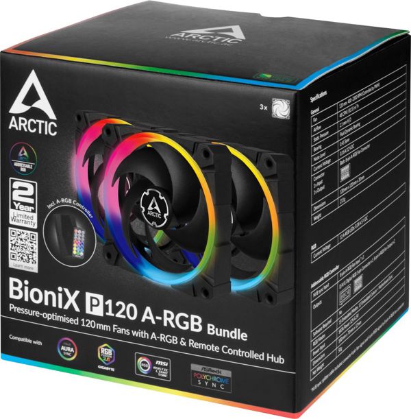 Arctic BioniX P120 A-RGB Ανεμιστήρας PC 120mm 3-Pack με Hub & Controller (ACFAN00156A)
