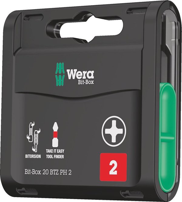 Wera Bit-Box 20 BTZ PH, Σετ Μύτες Κατσαβιδιού Phillips PH 2, 20 Τεμάχια, 1/4" Εξαγωνική Υποδοχή