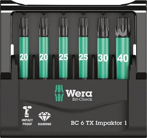 Wera Bit-Check 6 TX Impaktor 1 Σετ Μύτες TORX Με Επίστρωση Διαμαντιού, 6 Τεμάχια