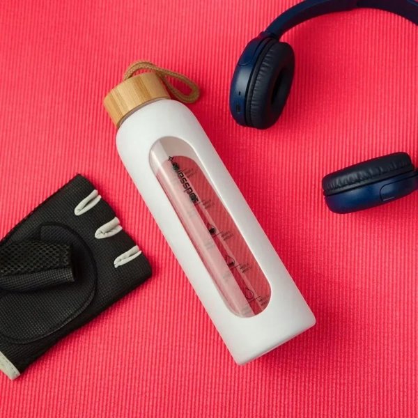 Wessper Wessper B1 Borosilicate 500 ml Szklana butelka na wode z miarka motywacyjna z bialym etui