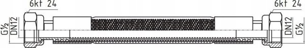 Εύκαμπτος σωλήνας σύνδεσης Perfexim PHA-250/2 DN12 Τύπος1 WW L-1000 Ασφαλής μεταλλικός κυματοειδής εύκαμπτος σωλήνας σύνδεσης EN14800