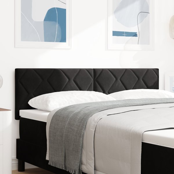 Κεφαλάρι vidaXL με διαμάντια μαύρο 140 cm βελούδο