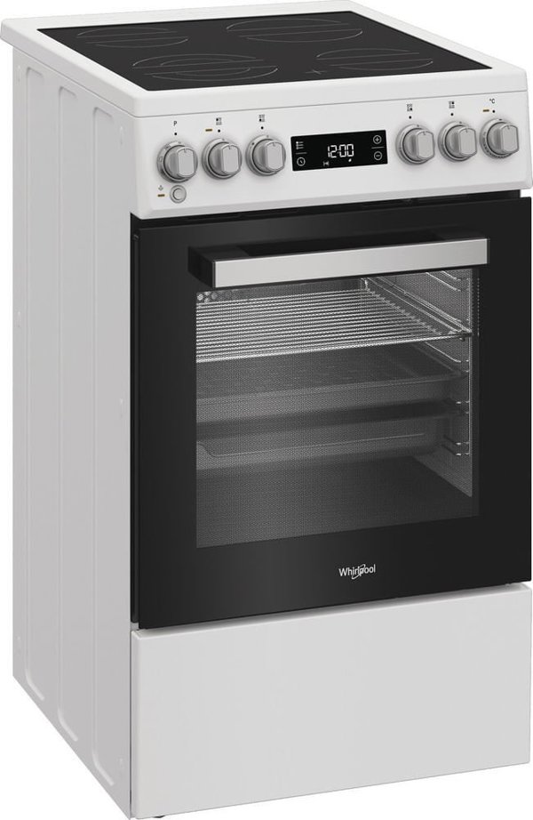 Whirlpool Cooker | Whirlpool | Hob type Vitroceramic | Oven type Electric | White | Width 50 cm | Depth 60 cm | 60 L