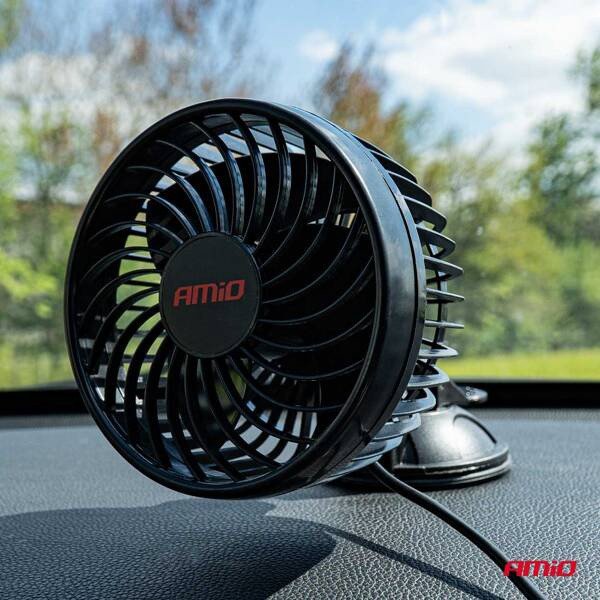 Wiatrak samochodowy wentylator z przyssawka 12V Amio-03003