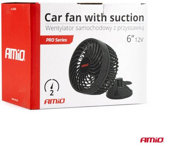 Wiatrak samochodowy wentylator z przyssawka 12V Amio-03003