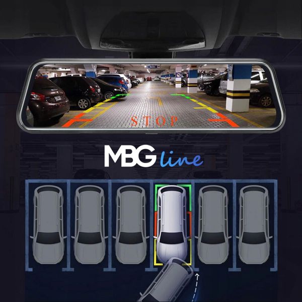 Mbg Line HS900PRO Καταγραφικό Βίντεο Αυτοκινήτου & Κάμερα Οπισθοπορείας Καθρέφτης 10" με Οθόνη Αφής, 2K & Full HD, Sony IMX335 Sensor