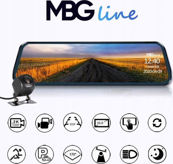 Mbg Line HS900PRO Καταγραφικό Βίντεο Αυτοκινήτου & Κάμερα Οπισθοπορείας Καθρέφτης 10" με Οθόνη Αφής, 2K & Full HD, Sony IMX335 Sensor