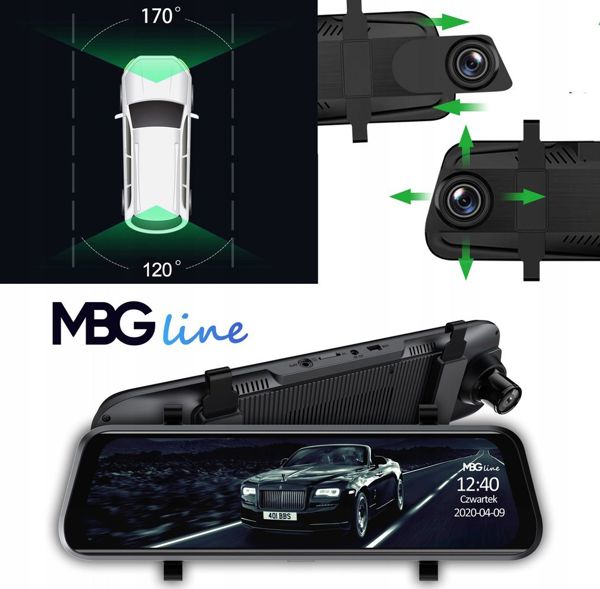 Mbg Line HS900PRO Καταγραφικό Βίντεο Αυτοκινήτου & Κάμερα Οπισθοπορείας Καθρέφτης 10" με Οθόνη Αφής, 2K & Full HD, Sony IMX335 Sensor