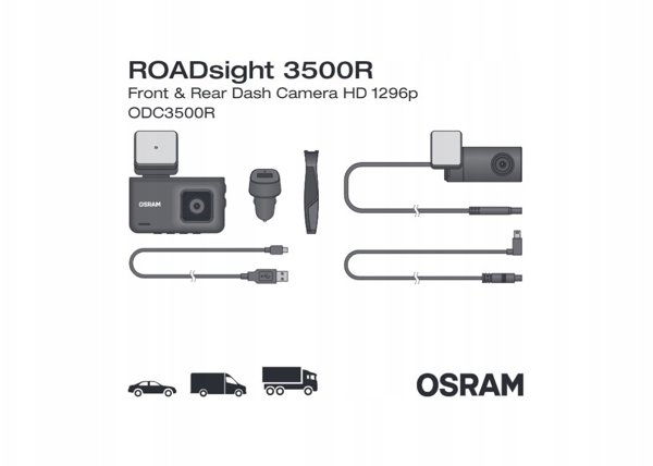 Osram Roadsight 3500 Dashcam Set, Κάμερα Αυτοκινήτου Εμπρός & Πίσω, 4052899633858