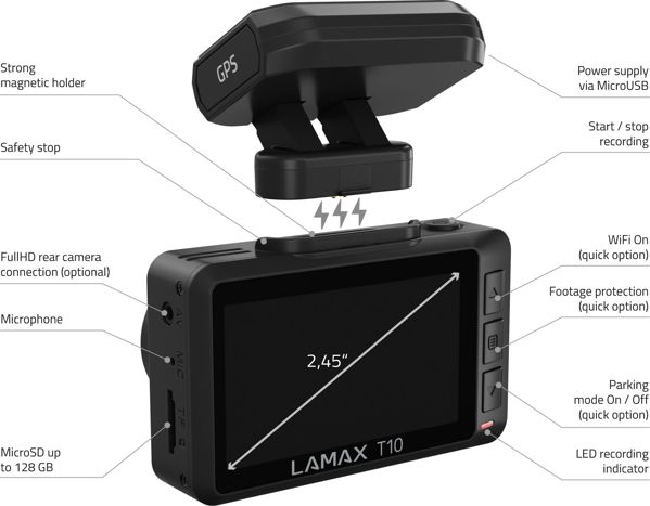 Lamax T10 Κάμερα Αυτοκινήτου 4K με Radar Detector & GPS - Καταγραφικό Βίντεο