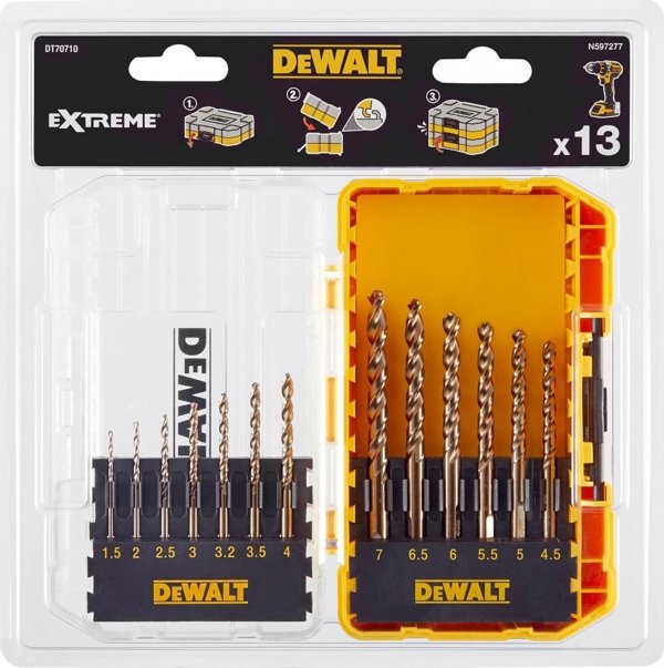 DeWalt DT70710 Σετ Τρυπάνια Μετάλλου Extreme 2, 13 Τεμάχια, HSS, 1.5mm-7mm