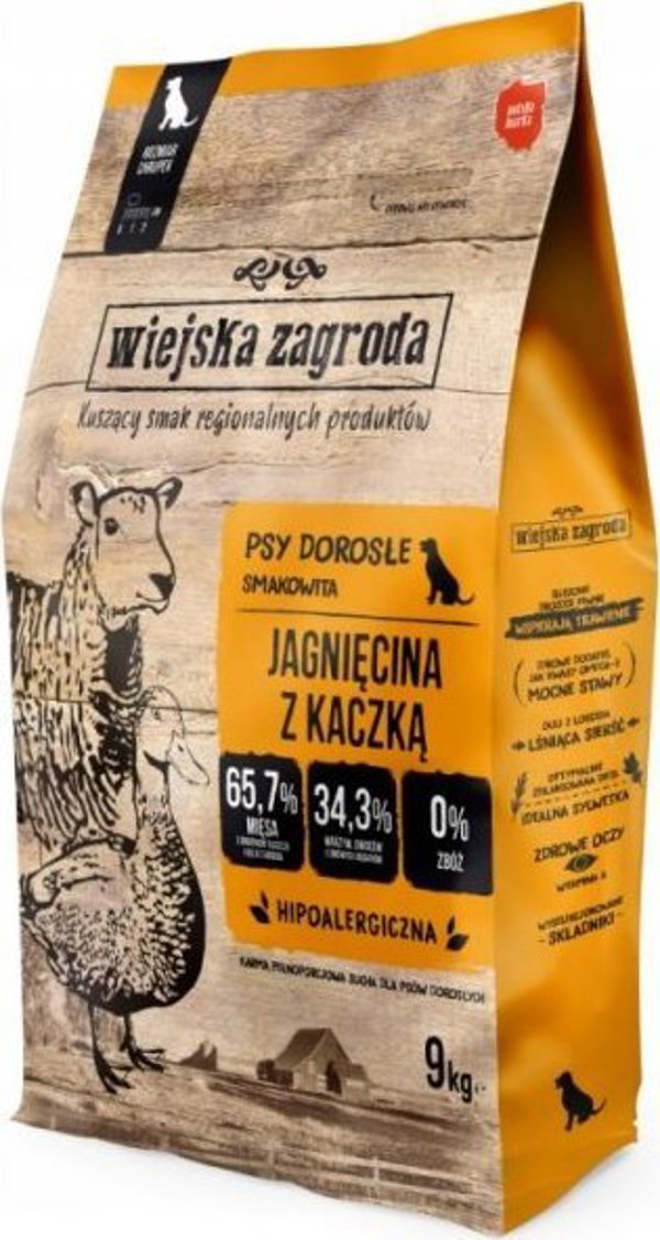 Wiejska Zagroda Ξηρά Τροφή Σκύλου Adult με Αρνί & Πάπια, 9kg