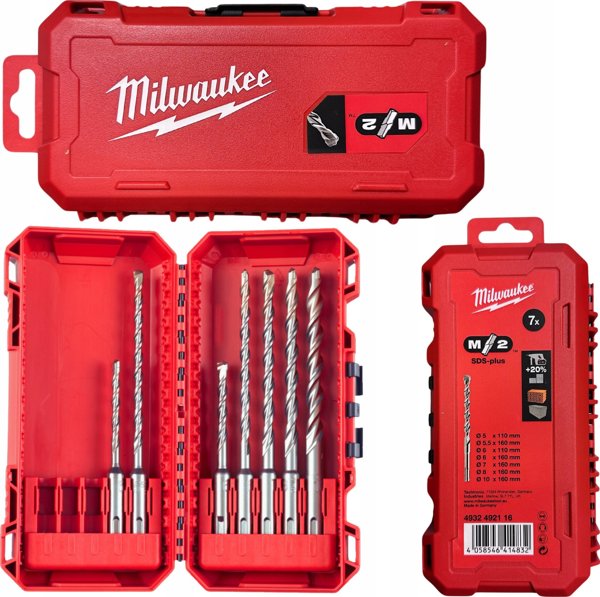 Wiertlo Milwaukee MILWAUKEE SDS PLUS M2 DRILL SET 7 τεμ 5-6-8x110mm - 6-8-10-12x160mm