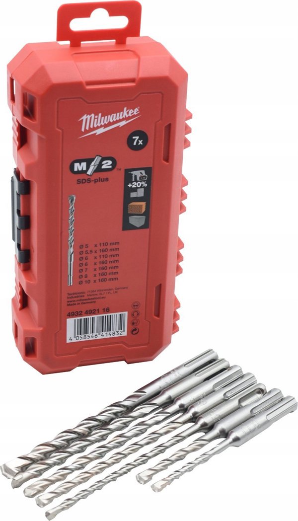 Wiertlo Milwaukee MILWAUKEE SDS PLUS M2 DRILL SET 7 τεμ 5-6-8x110mm - 6-8-10-12x160mm