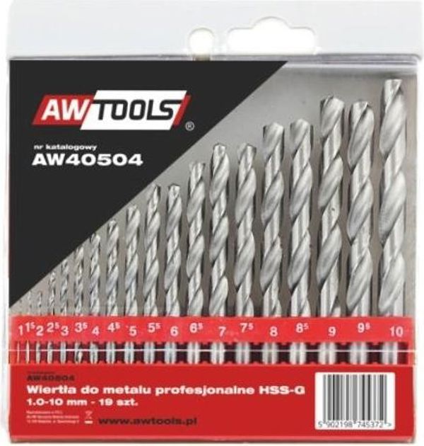 Σετ μεταλλικά τρυπάνια AWTools HSS 19 τεμαχίων 1-10 mm