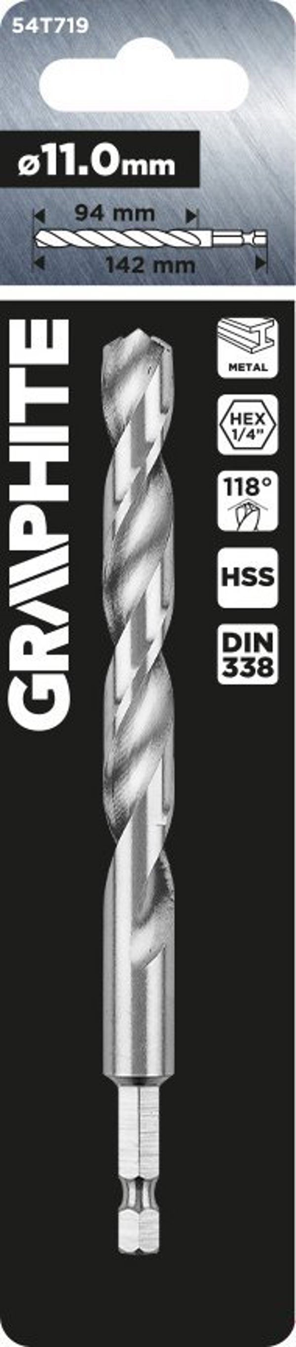 Graphite Τρυπάνι Μετάλλου Hex 11.0mm - Υψηλής Αντοχής