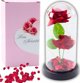 Wieczne 2 Roze w Kopule z Oswietleniem LED i Platkami Roz Czerwone 21x11cm