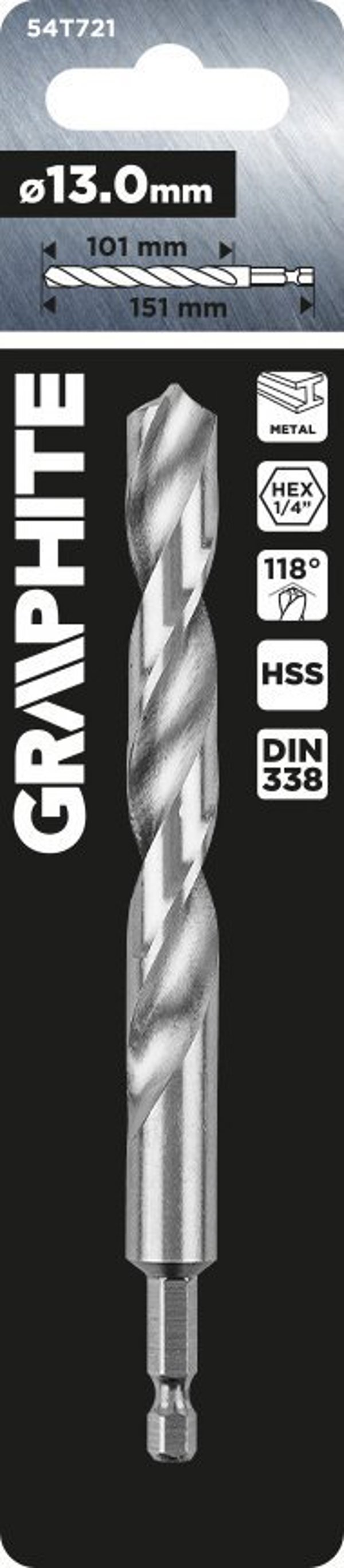 Graphite Τρυπάνι Μετάλλου Hex 13.0 mm - HSS Επαγγελματικό Τρυπάνι
