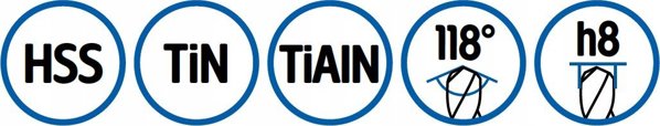 Τρυπάνι για μέταλλο Baildon DIN 1869 RN XL-P (NWKp) 2,5 mm, HSS (S), 140-95 mm