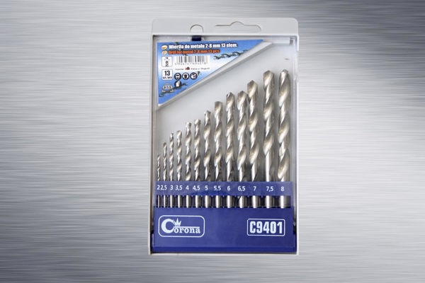 Τρυπάνι Corona HSS κυλινδρικό 2 7 4,5 4 5,5 5 3 2,5 3,5 6 6,5 7,5 8mm σετ (C9401)