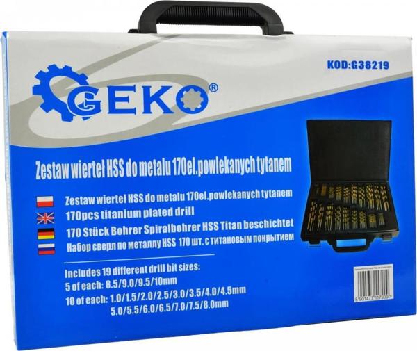 Σετ τρυπανιών Geko 170 τεμαχίων HSS για μέταλλο με τιτάνιο G38219 GEKO