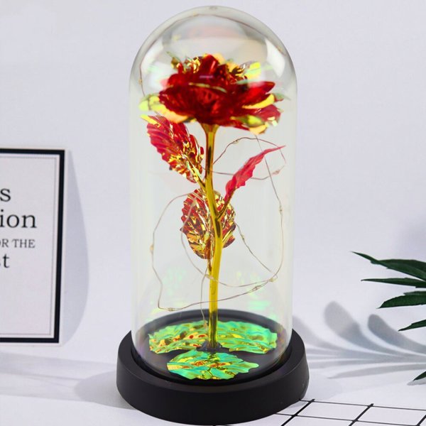 Afanatio Krystallino Triantafyllo me Fotismo LED kokkino 21x11cm