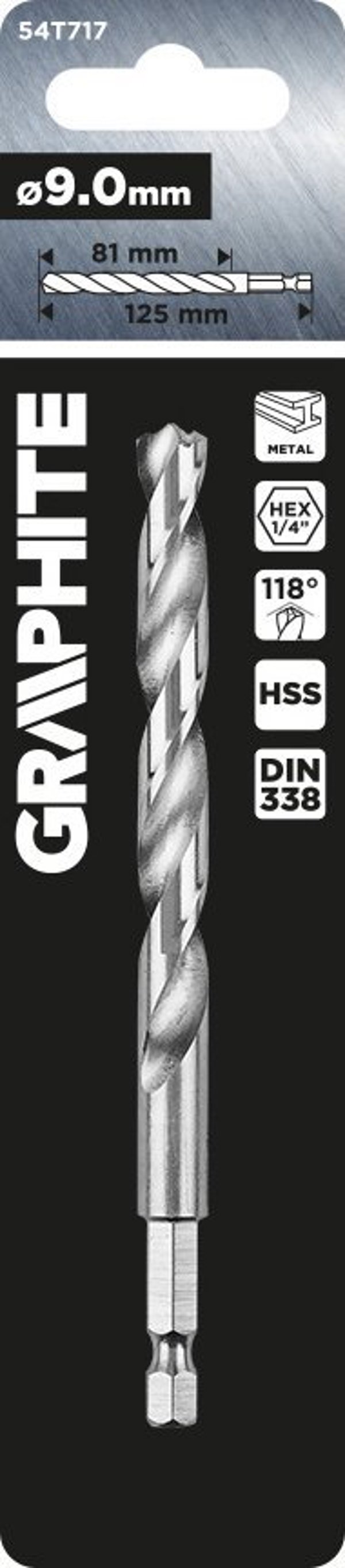 Graphite Τρυπάνι για Μέταλλο Hex 9.0 mm