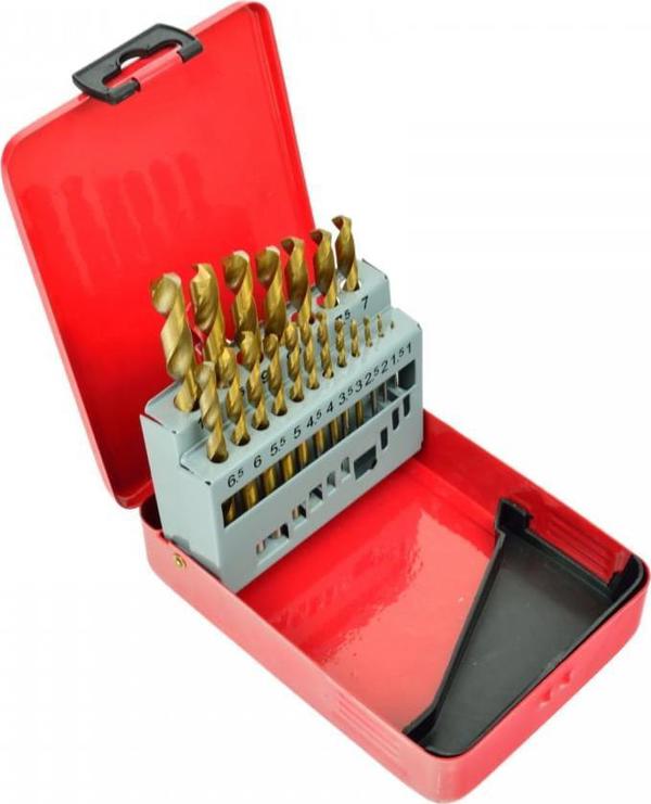 Σετ Τρυπάνια Geko G38234, 19 Τεμάχια, 1-10mm, Με Επίστρωση Τιτανίου, Σε Μεταλλική Θήκη