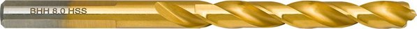 Τρυπάνι για μέταλλο Baildon DIN 338 RN 8 mm, HSS TiN (S), 117-75 mm (λαβή 3-επίπεδη)