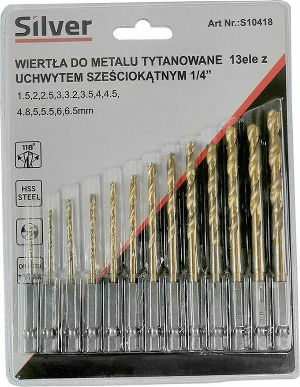 Silver Σετ Τρυπάνια Μετάλλου HEX 1/4" 13 Τεμαχίων, Μοντέλο EX10418
