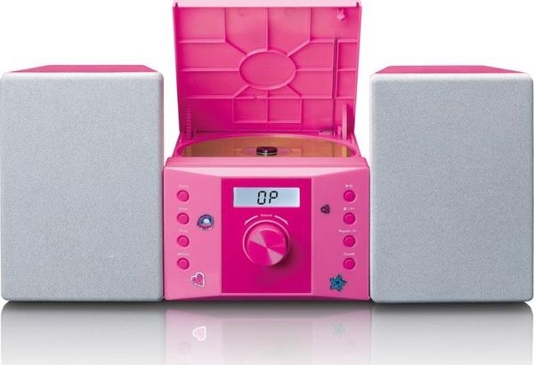 Lenco MC-013PK Micro-Stereo Σύστημα για Παιδιά με Αυτοκόλλητα, Ροζ