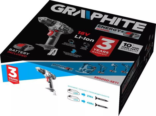 Graphite 58G000-SET1 Δραπανοκατσάβιδο Μπαταρίας 18V με 1 Μπαταρία 2Ah & Φορτιστή Energy+